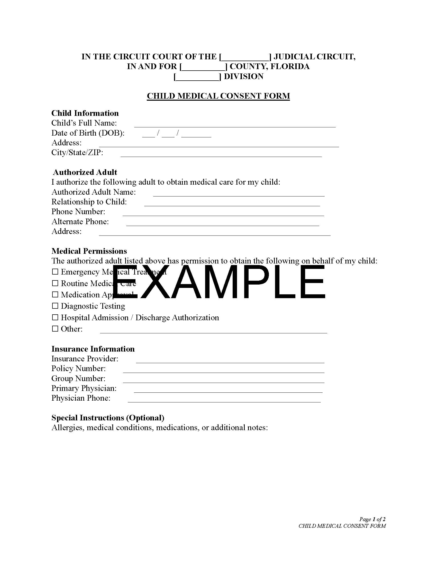 Child Medical Consent with Guide