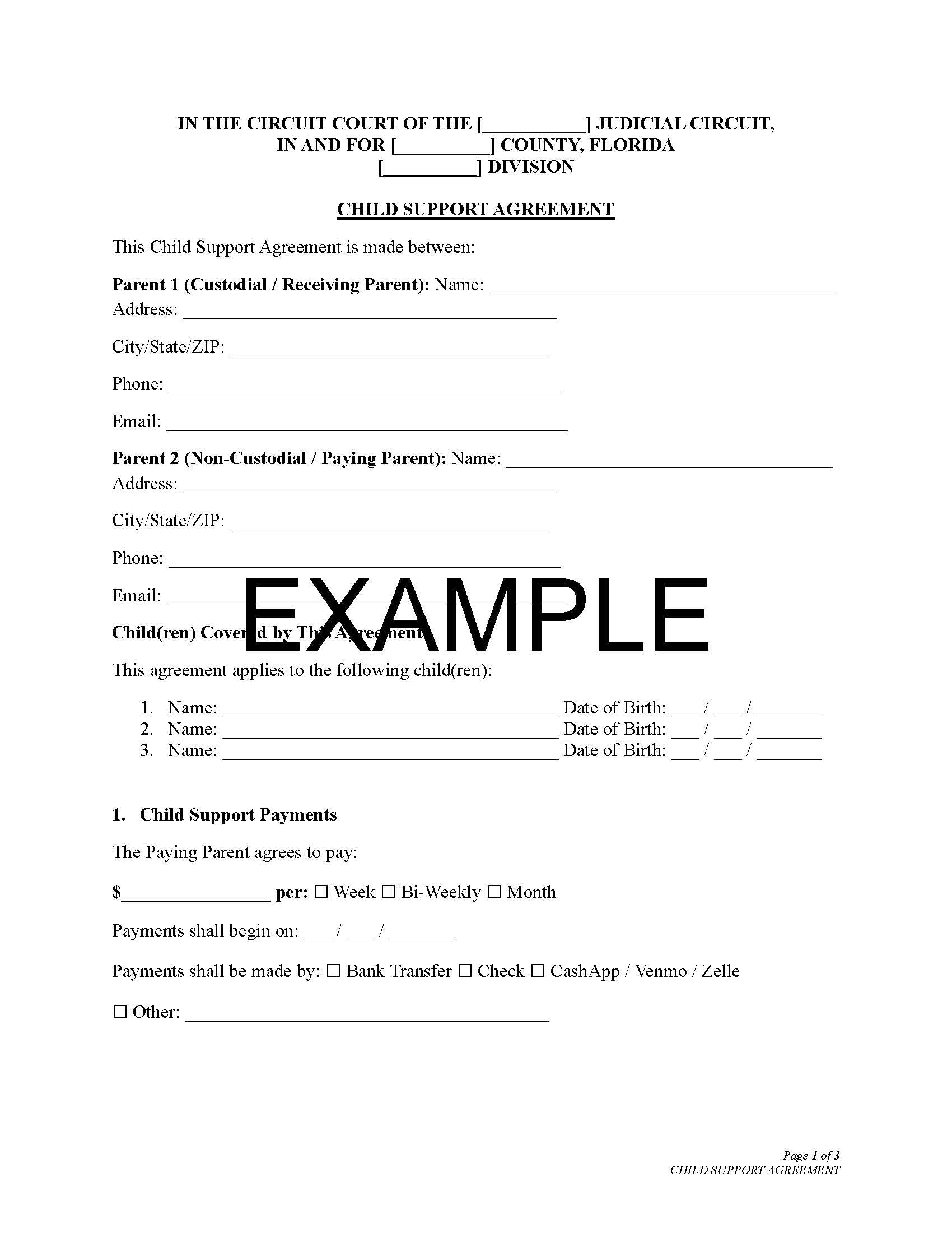 Child Support Agreement with Guide