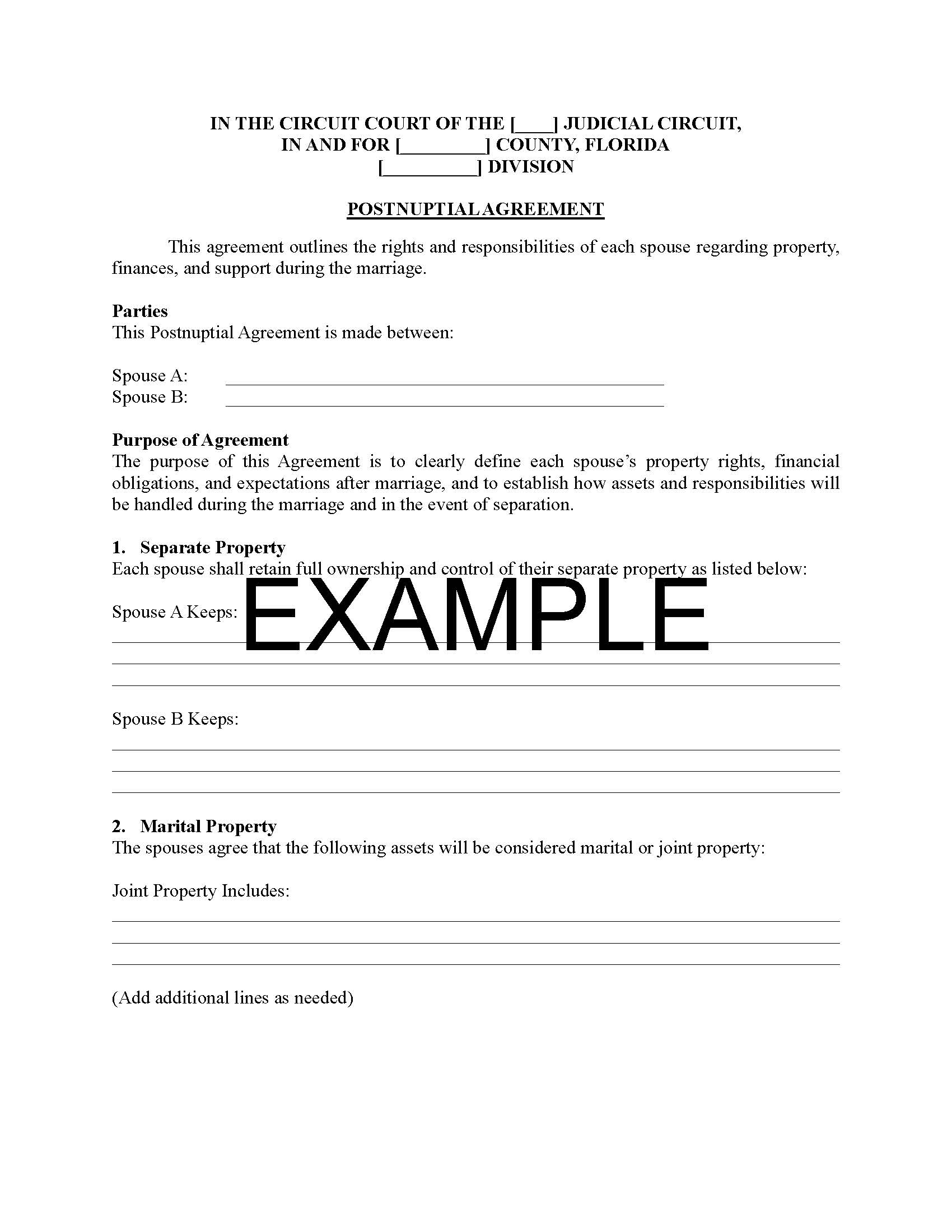 Postnuptial Agreement with Guide