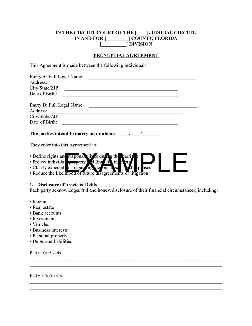 Prenuptial Agreement with Guide