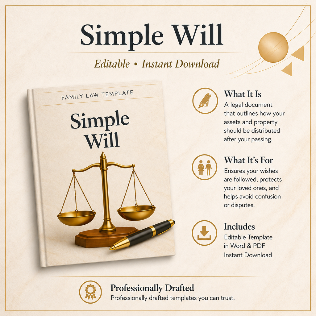 Simple Will Template with Guide